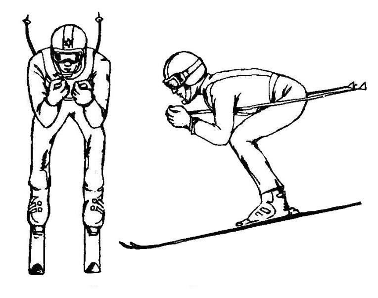 Стойка лыжника наиболее устойчива при спуске. Стойка скоростного спуска горнолыжника. Стойки лыжника на спуске. Стойки при спусках на лыжах. Основная стойка лыжника при спуске.