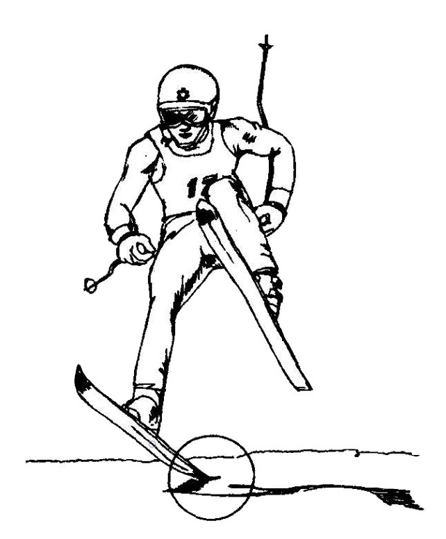 Опора на задник лыжи для избежание перекоса и падения на спину