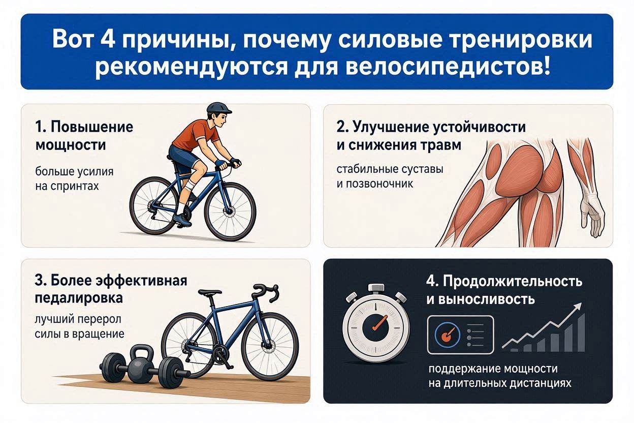 Вот 4 причины, почему силовые тренировки рекомендуются для велосипедистов!